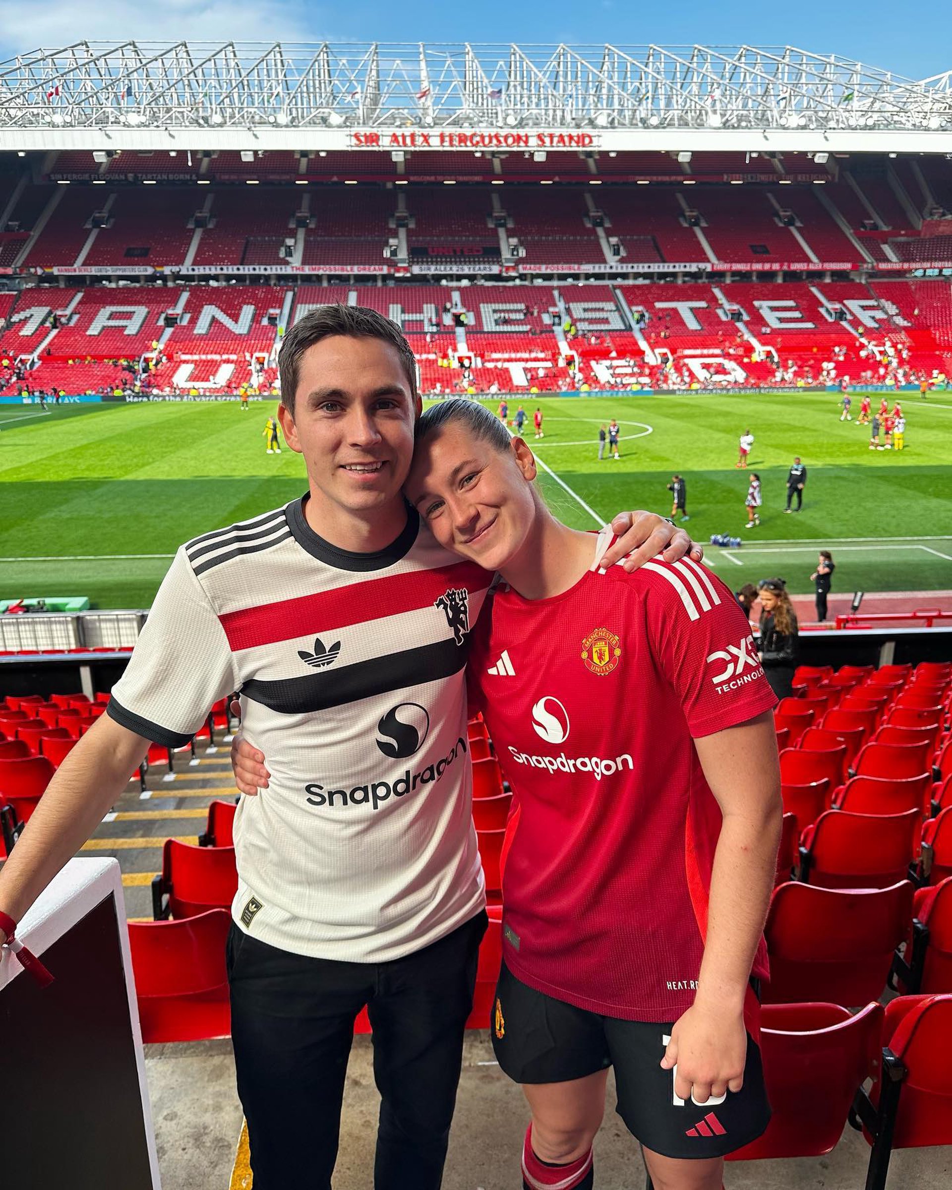 Elisabeth Terland and her brother at Old Trafford, 2024